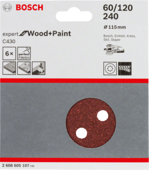 BOSCH C430 sada 115mm brusných papírů Expert for Wood+Paint (P60