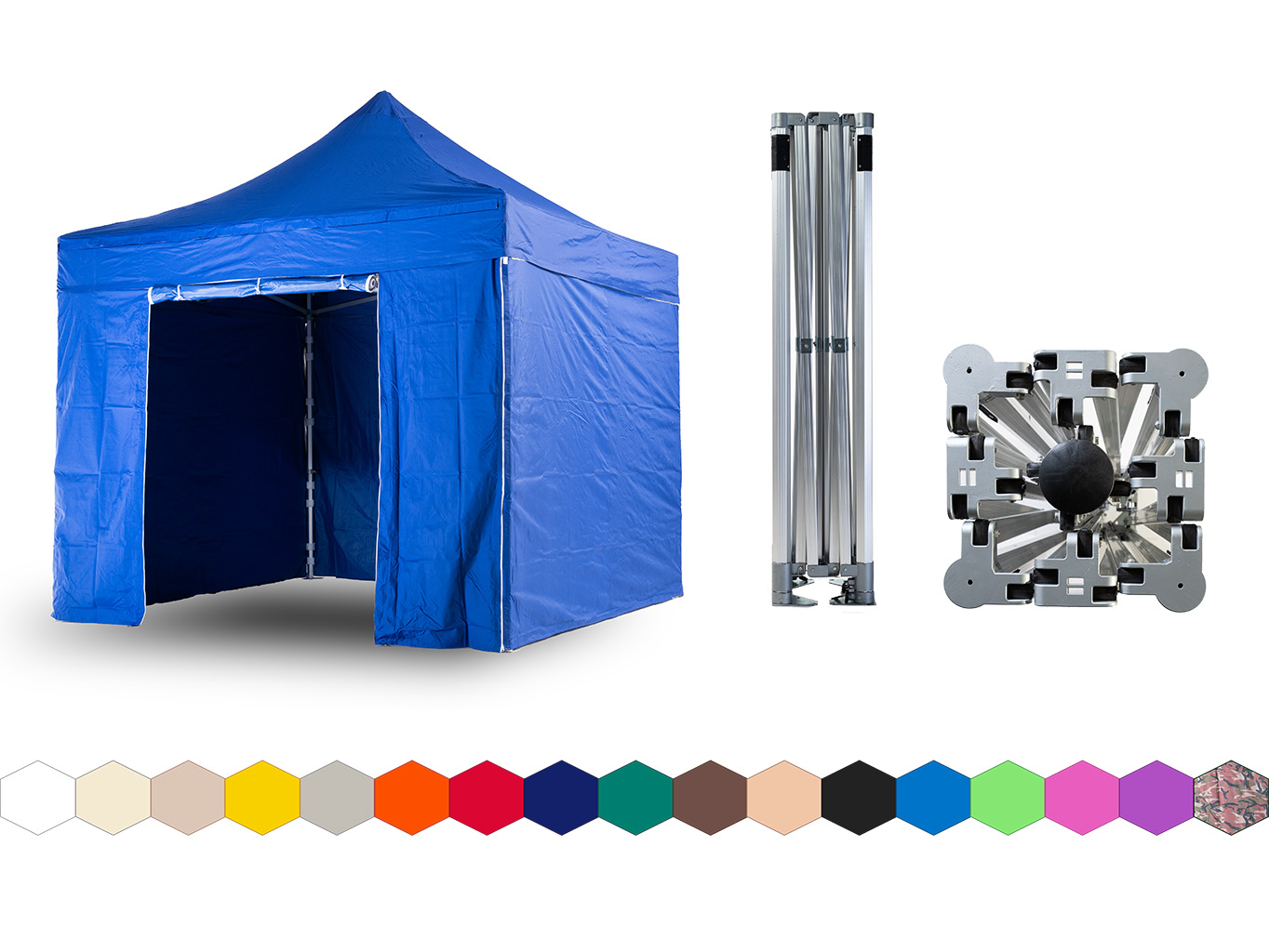 Nůžkový párty stan 3x3 m TENTino BIG HEXAGON Barva opláštění: 8A - MODRÁ