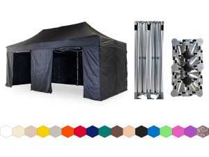 Nůžkový párty stan 3x6 m /6 noh TENTino BIG HEXAGON Barva opláštění: 11A - ČERNÁ