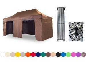Nůžkový párty stan 4x6 m /4 nohy TENTino BIG HEXAGON Barva opláštění: 10A - HNĚDÁ