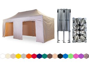 Nůžkový párty stan 4x6 m /6 noh TENTino BIG HEXAGON EXTREME Barva opláštění: 3A - BÉŽOVÁ