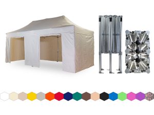 Nůžkový párty stan 4x6 m /6 noh TENTino BIG HEXAGON EXTREME Barva opláštění: 2A - KRÉMOVÁ