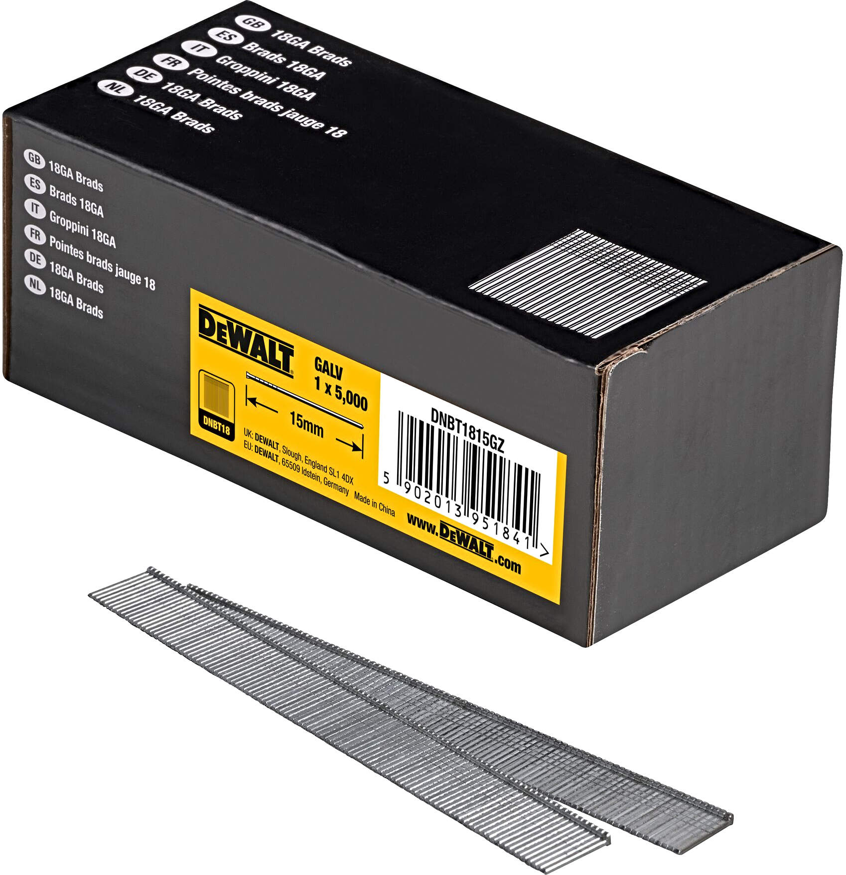 DeWALT DNBT1815GZ 15mm zinkované hřebíky pro DCN680 | 5000 ks