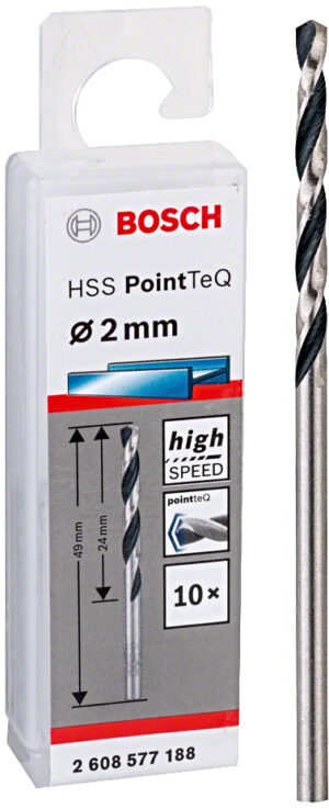 BOSCH HSS PointTeQ spirálový vrták 2mm (10 ks)