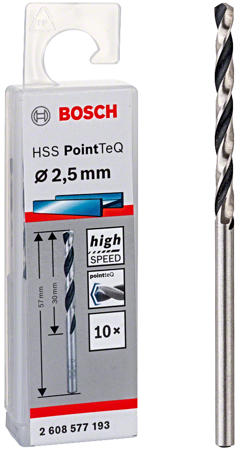 BOSCH HSS PointTeQ spirálový vrták 2.5mm (10 ks)