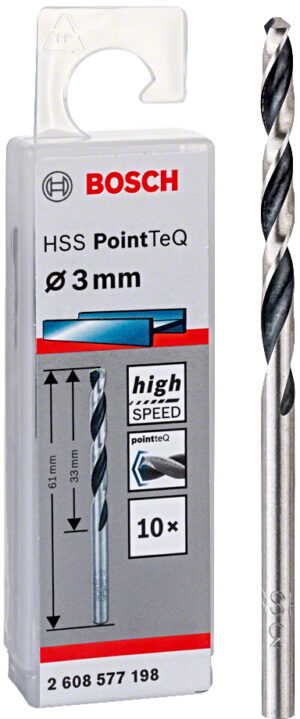 BOSCH HSS PointTeQ spirálový vrták 3mm (10 ks)
