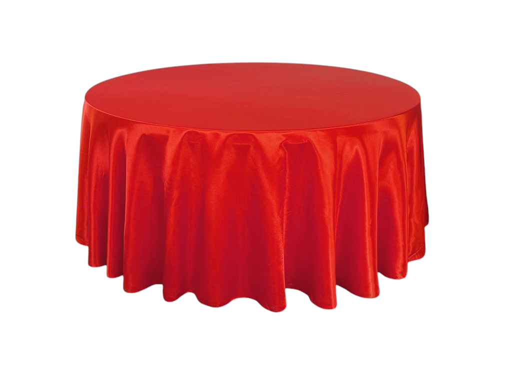 Saténový ubrus na kulaté stoly (průměr 274 cm) Barva ubrusu: ČERVENÁ