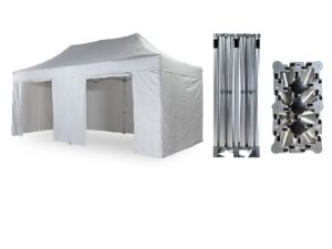 Nůžkový párty stan 4x8 m TENTino BIG HEXAGON EXTREME EXTRA HIGH ROOF Barva opláštění: 17A - ANTRACIT