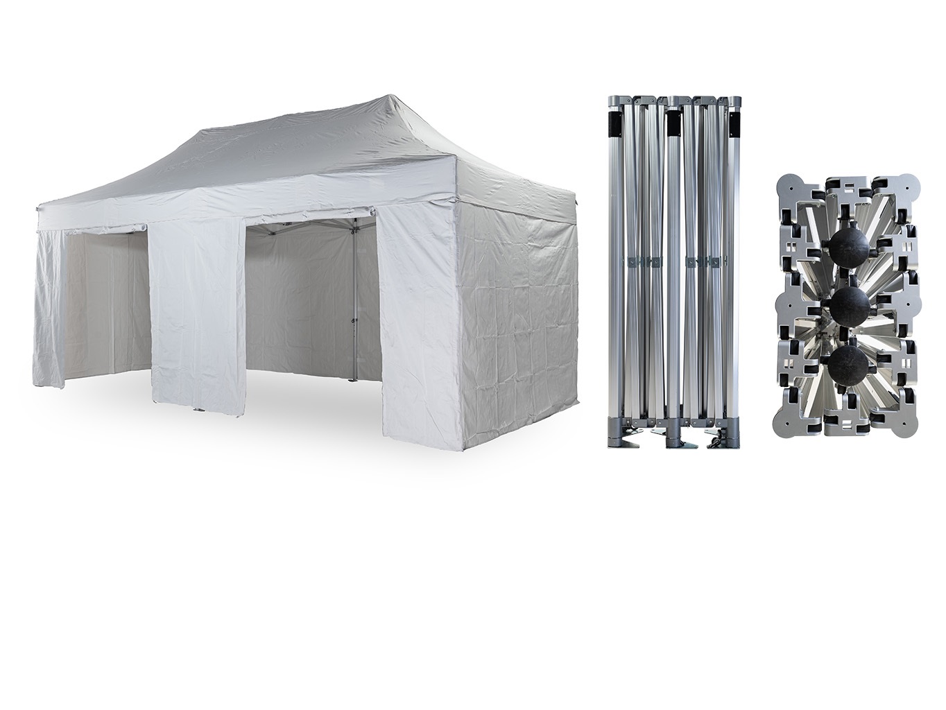 Nůžkový párty stan 4x8 m TENTino BIG HEXAGON EXTREME EXTRA HIGH ROOF Barva opláštění: 17A - ANTRACIT