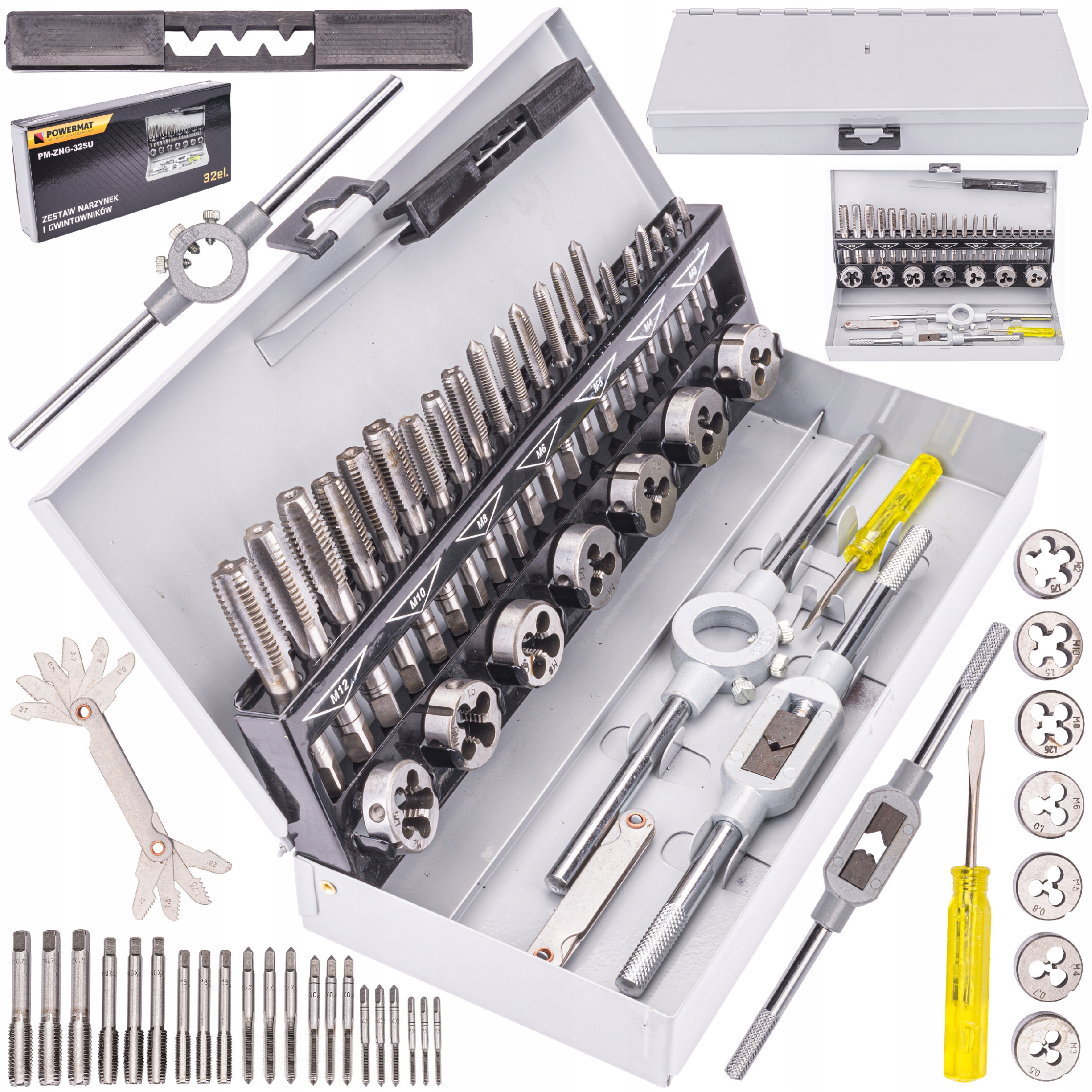 Závitníky a závitová očka sada 32ks M3-M12 PM-ZNG-32SU POWERMAT