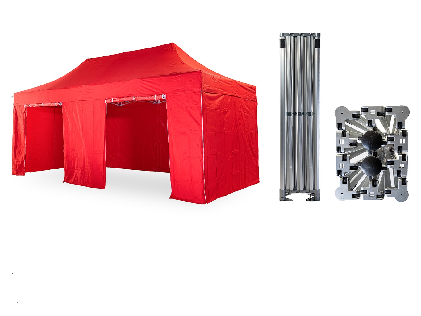 Nůžkový párty stan 4x6 m /4 nohy TENTino BIG HEXAGON EXTRA HIGH ROOF Barva opláštění: 9A - ZELENÁ