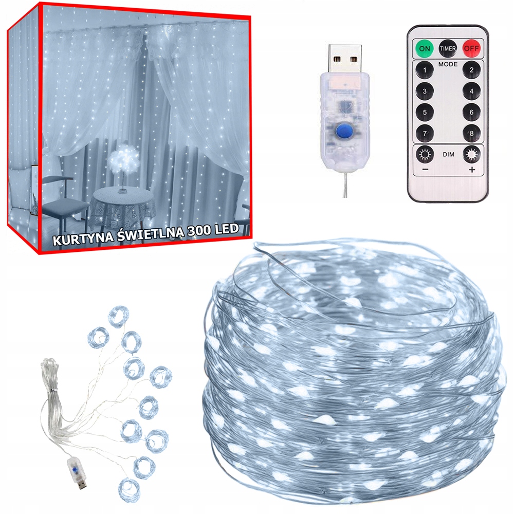 Vánoční světelný závěs 300LED