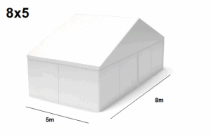 TENTino Velkokapacitní párty stan 8x5 m Varianta: BAZAROVÝ BÍLÝ
