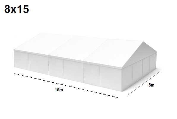 TENTino Velkokapacitní párty stan 8x15 m Varianta: BAZAROVÝ BÍLÝ