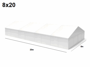 TENTino Velkokapacitní párty stan 8x20 m Varianta: BAZAROVÝ BÍLÝ