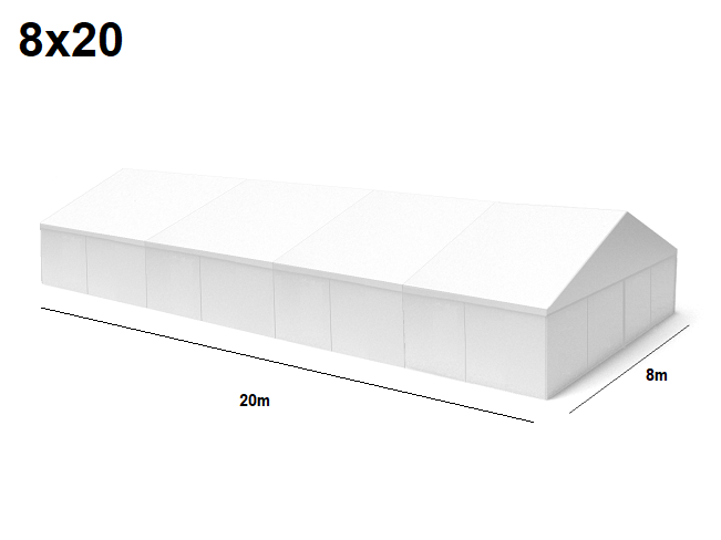 TENTino Velkokapacitní párty stan 8x20 m Varianta: BAZAROVÝ BÍLÝ