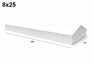 TENTino Velkokapacitní párty stan 8x25 m Varianta: BAZAROVÝ BÍLÝ