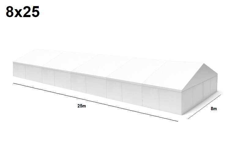 TENTino Velkokapacitní párty stan 8x25 m Varianta: NOVÝ BÍLÝ