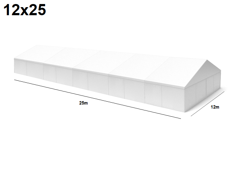 TENTino Velkokapacitní párty stan 12x25 m Varianta: BAZAROVÝ BÍLÝ