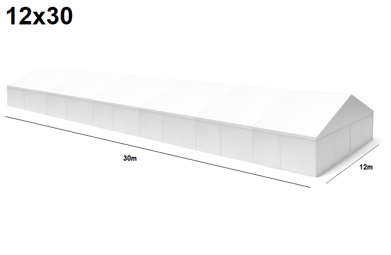TENTino Velkokapacitní párty stan 12x30 m Varianta: BAZAROVÝ BÍLÝ