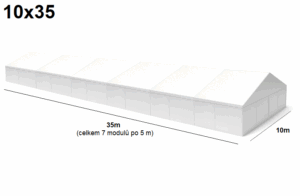 Velkokapacitní párty stan 10x35 m Varianta: NOVÝ BÍLÝ