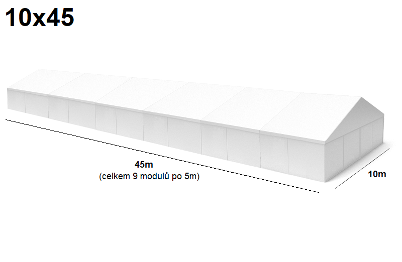 TENTino Velkokapacitní párty stan 10x45 m Varianta: NOVÝ BÍLÝ