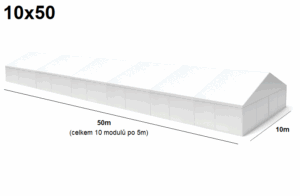TENTino Velkokapacitní párty stan 10x50 m Varianta: NOVÝ BÍLÝ