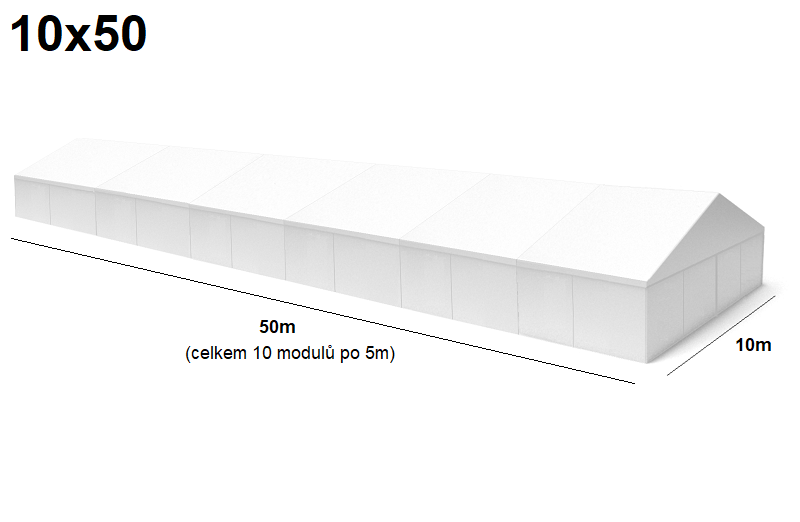 TENTino Velkokapacitní párty stan 10x50 m Varianta: NOVÝ BÍLÝ