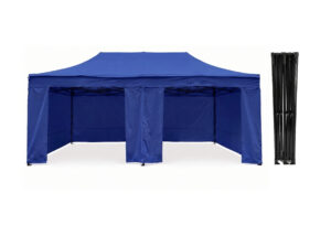 TENTino Nůžkový párty stan 4x8 m STEEL HEXAGON Barva opláštění (Zvolte variantu): 8A - MODRÁ