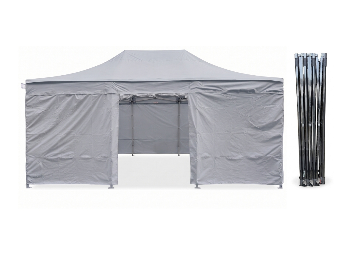 TENTino Nůžkový párty stan 4x6 m / 8 noh STEEL HEXAGON Barva opláštění (Zvolte variantu): 5A - ŠEDÁ