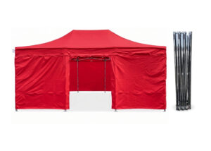 TENTino Nůžkový párty stan 4x6 m / 8 noh STEEL HEXAGON Barva opláštění (Zvolte variantu): 7A - ČERVENÁ