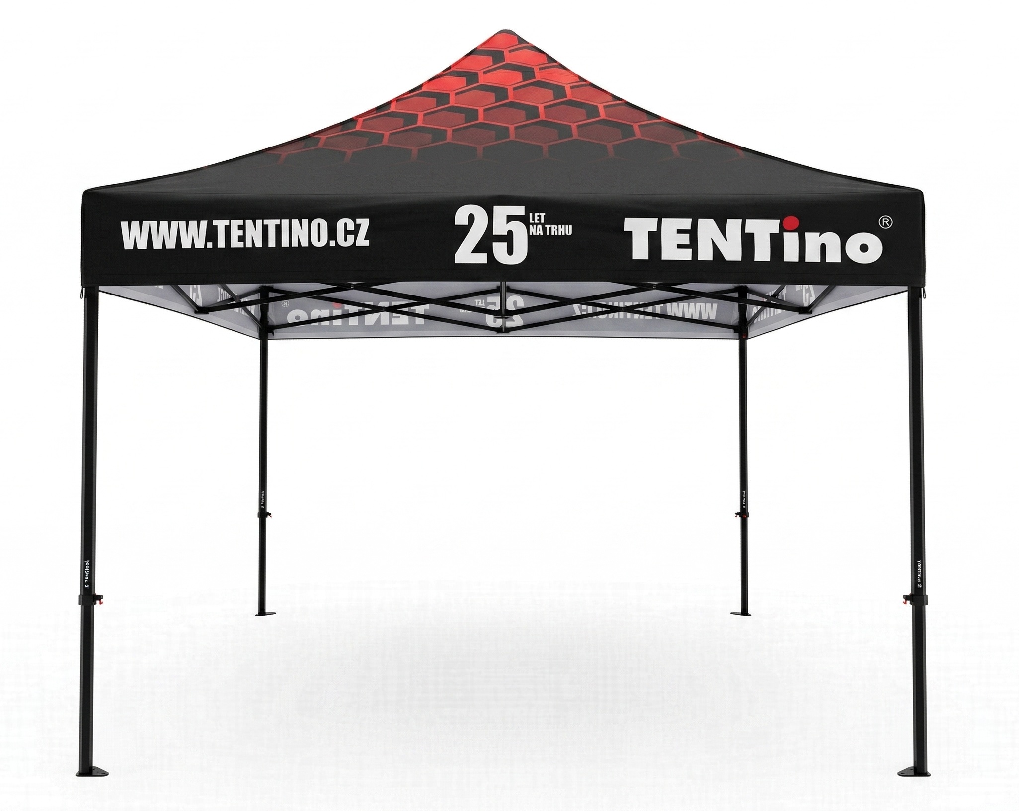 TENTino Nůžkový stan 3x3m STEEL HEXAGON – Limitovaná edice 25 let + potisk Barva opláštění (Zvolte variantu): 7A - ČERVENÁ