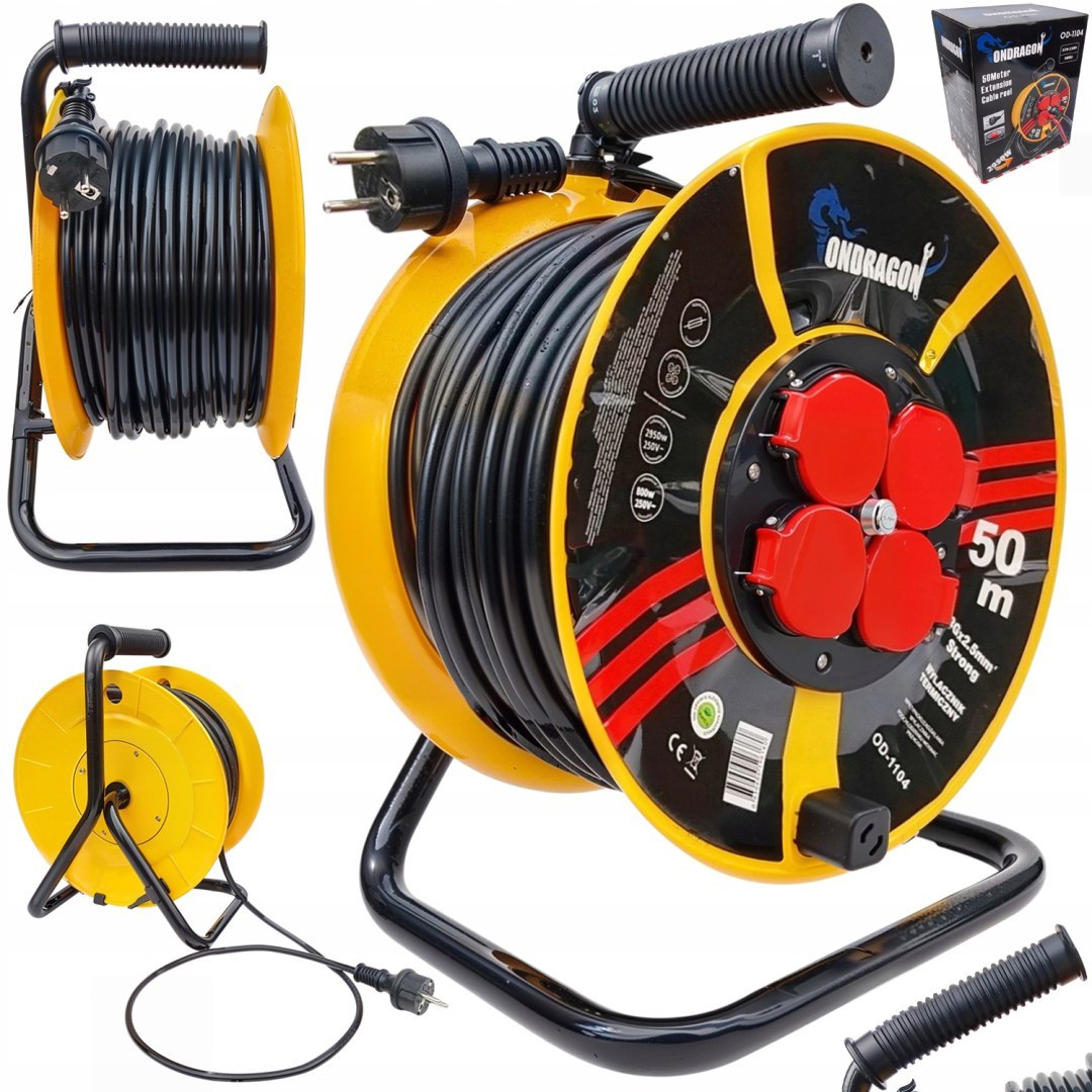 Prodlužovací kabel na bubnu 50m + klapky OD1104 ONDRAGON