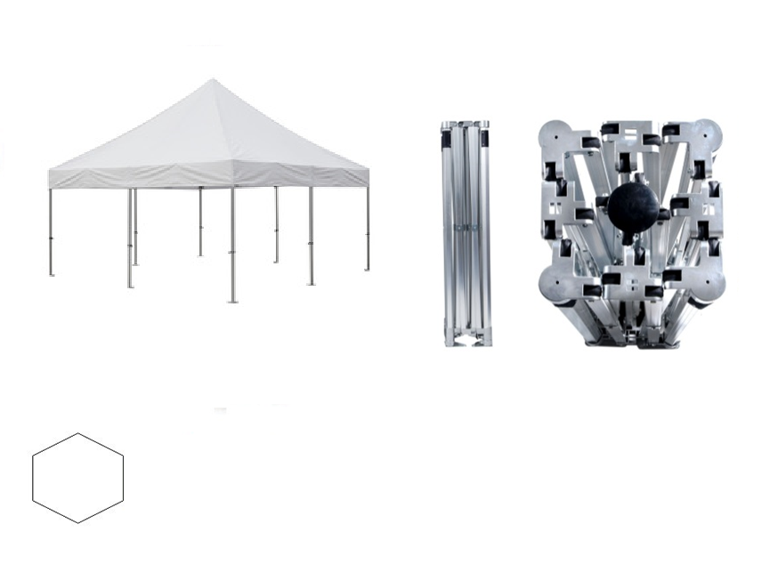 Nůžkový párty stan 5x5 m TENTino BIG HEXAGON Barva opláštění (Zvolte variantu): 11A - ČERNÁ