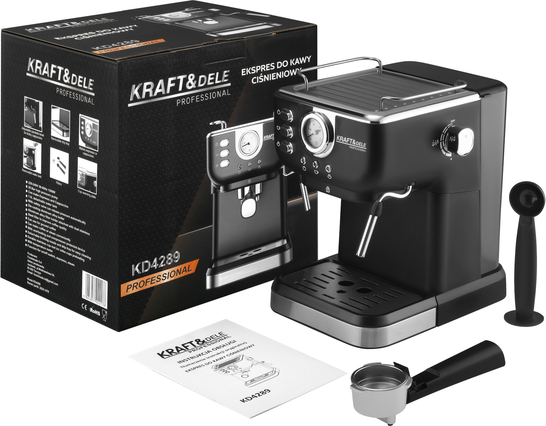 Tlakový kávovar 1500W KD4289 KRAFT&DELE