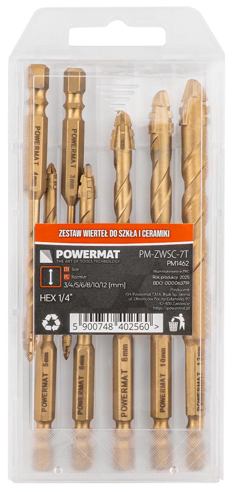 Sada vrtáků do skla a obkladů 7ks PM-ZWSC-7T POWERMAT