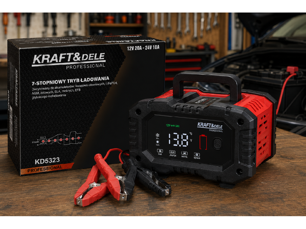 Mikroprocesorová nabíječka 12/24V 20A KD5323 KRAFT&DELE