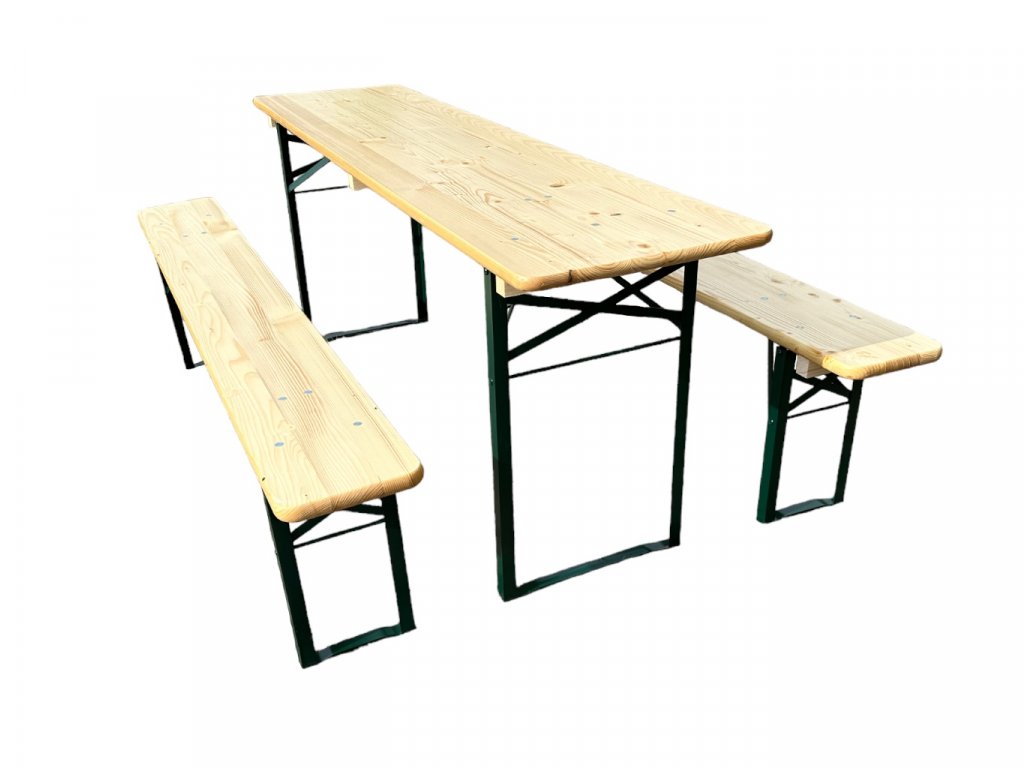 TENTino Bazarový profi pivní zahradní set PINIE 220x50 cm - STŮL + 2x LAVICE